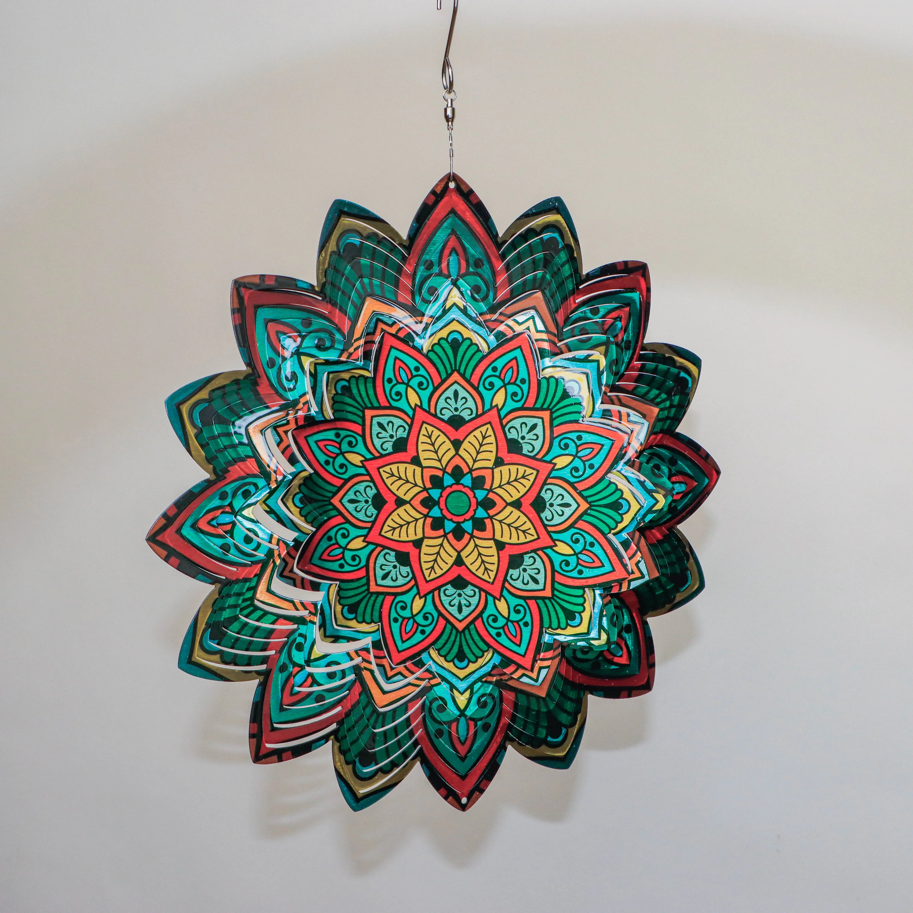 Colorful Mandala Stainless Steel Wind Spinner Wind Chimes-Handmade Personalized Customizable Colors for Stunning Garden Outdoor