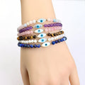 High-Quality Shell Evil Eye Protection Bracelet 4mm Natural Healing Crystal Amulet Beaded Jewelry Tourmaline Amethyst Jade