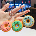 HOT Keychain Donut Cartoon Keychain for Car PVC Food Keychain Creative Small Food Key Chain Ornaments Anime Accessories