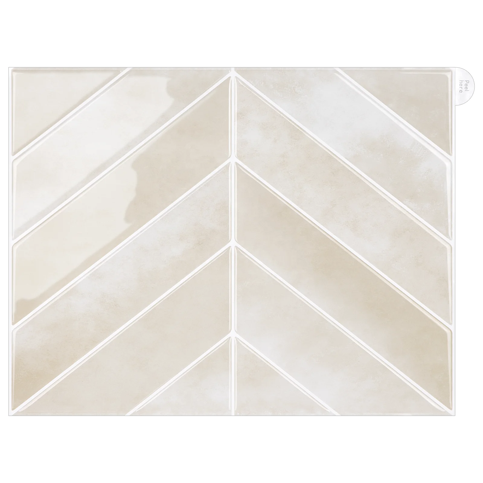 VividTiles Peel and Stick Herringbone Beige Wall Tiles Kitchen Waterproof Wall Panels & Boards Luxury Vinyl Tile