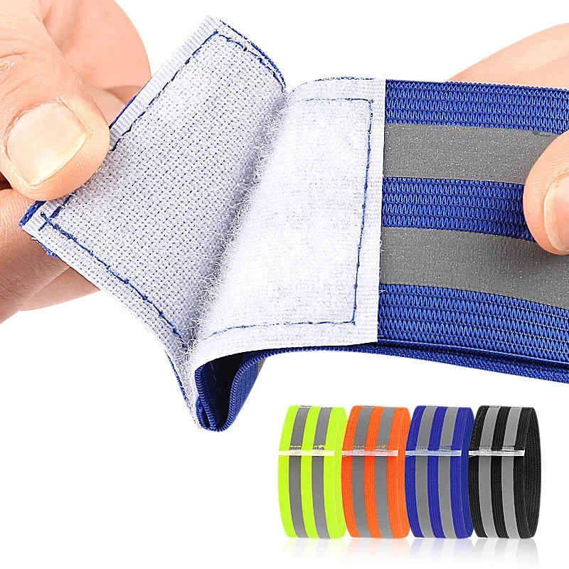 Reflective Leg Bands for Night Running & Cycling High-Visibility Elastic Straps Safety Warning Bands for Nighttime