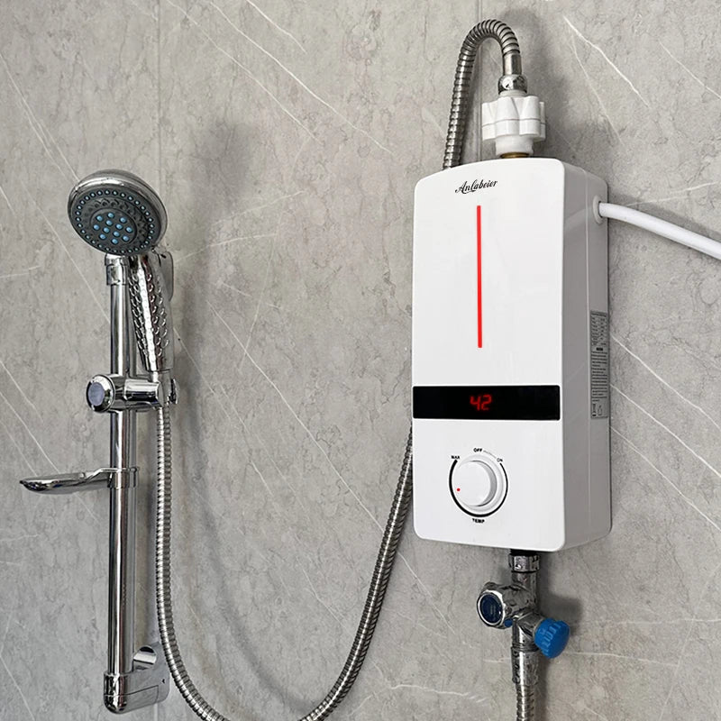 Smallest Size Electric Instant Shower Heater Supplier Manual Control Stainless Steel Heating Element LED Display for Home Hotel