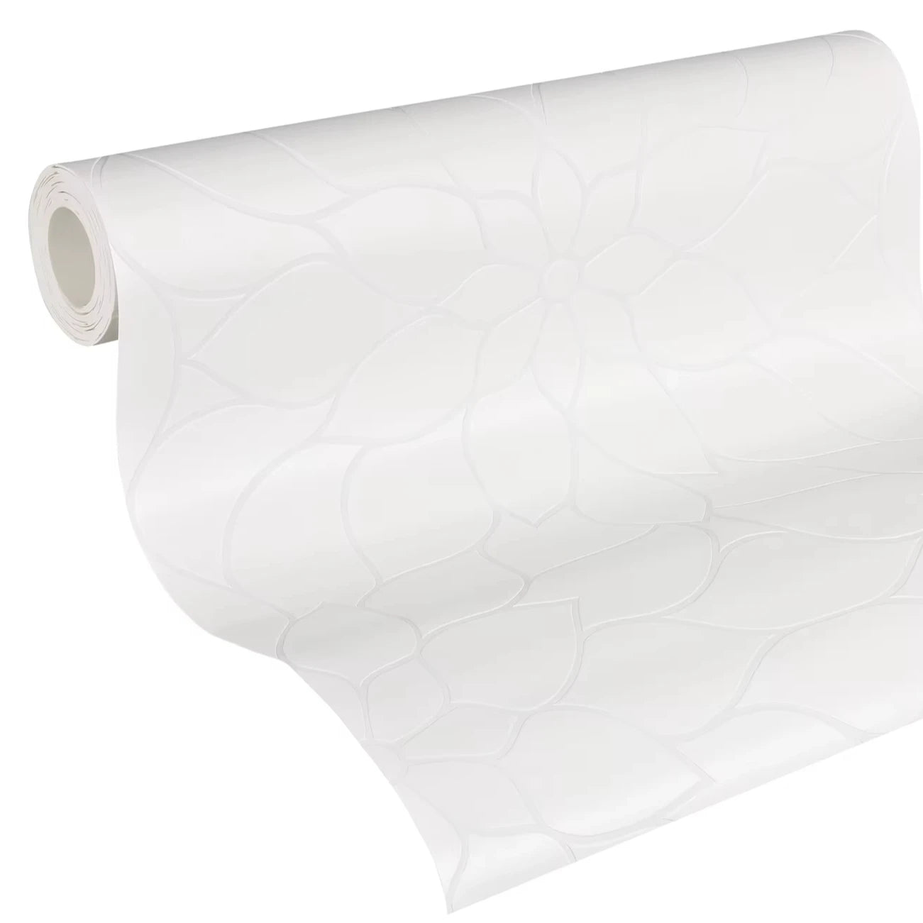Made in Germany - Coatable Wallpaper rolls Floral Paintable White Non Woven Vinyl Wallpaper for painting - 1005 x 053 m