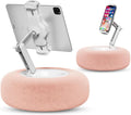 360 Degree Adjustable Phone Holder for Bed with Soft Plush Fabric and Detachable Bowl Tablet Stand Pillow