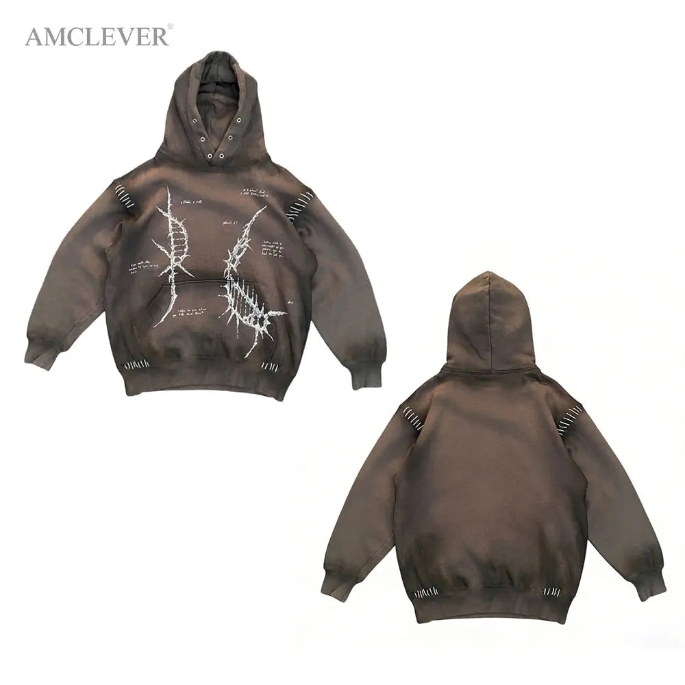 Winter Warm Men's Hoodie 100% Cotton Fleece Vintage Mud Dyed Vintage Fleece Breathable New Arrival Men Hoodie