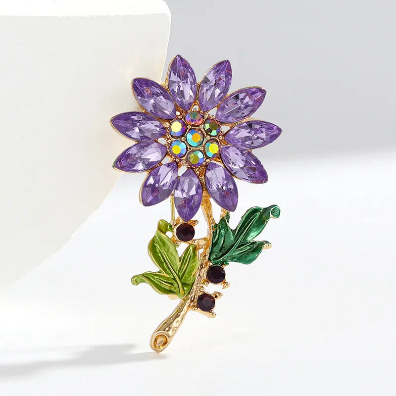 Purple Sunflower Temperament High-grade Light Luxury Exquisite Elegant Sunflower Brooch