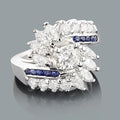 14K White Gold Engagement Ring with Unique 2ct Diamond and Sapphire Elegant Diamond Rings Collection