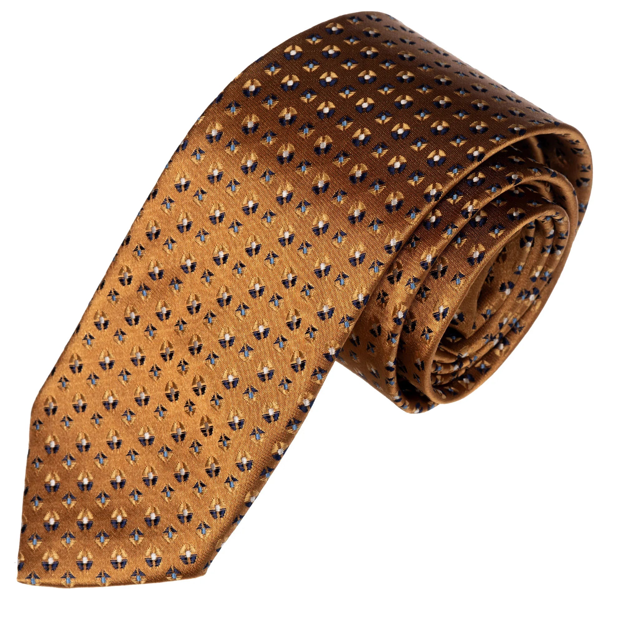 Exve Exclusive Golden Geometric Handmade Turkish Necktie