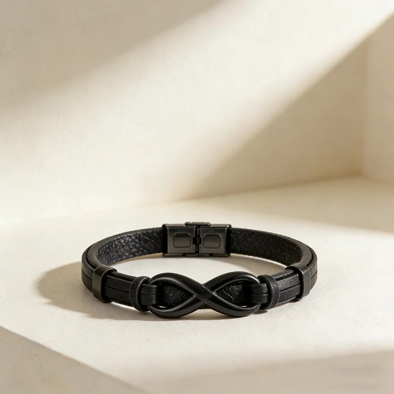 Best Selling Classic Hip-Hop Rock Style Geometric Men's Leather Bracelet 19cm / 21cm/23cm Stainless Steel Magnet Bangles