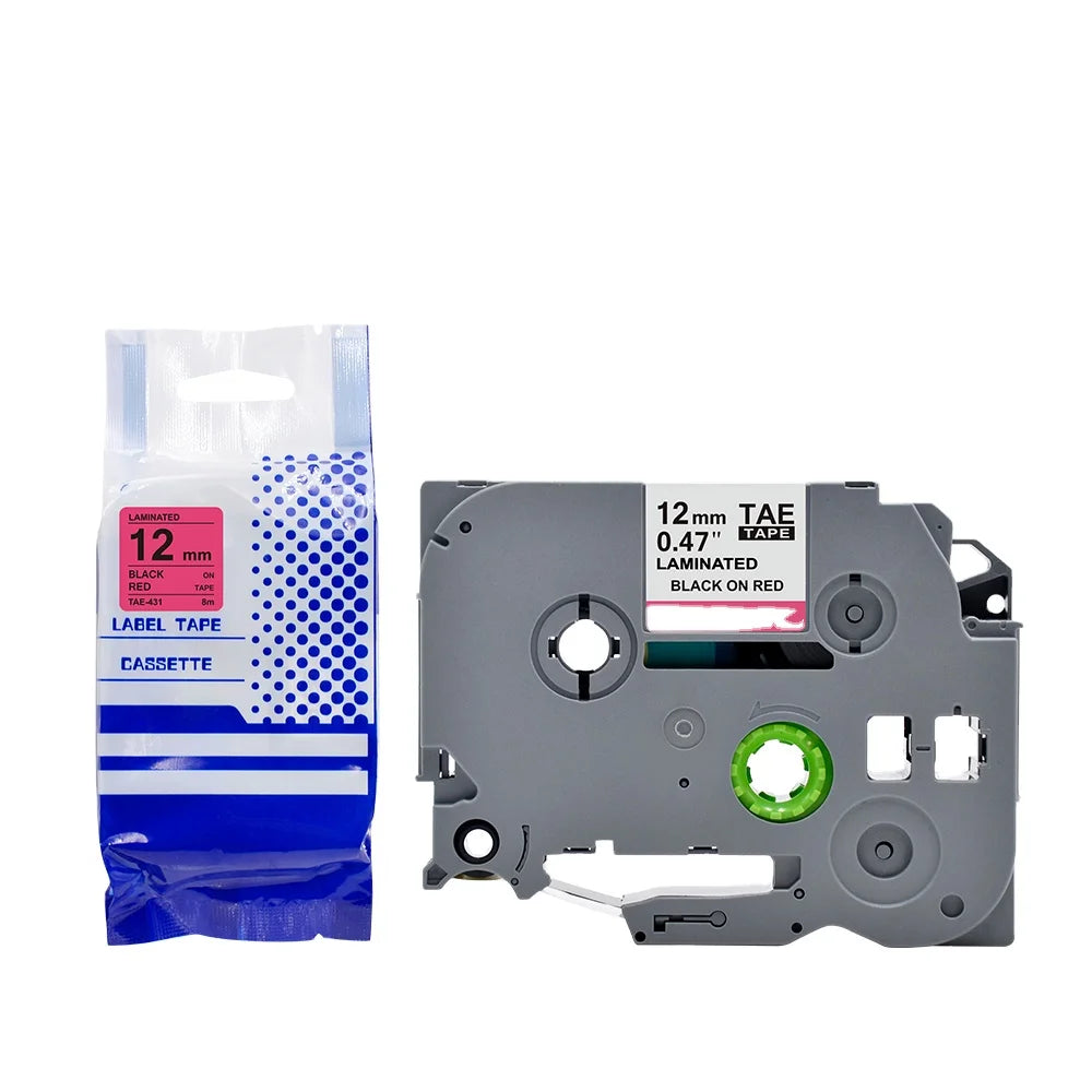 Tatrix Black on Red TZ431 TZe431 TZ-431 TZe-431 12mm  Compatible Laminated Label Tape Cartridge for Brother P Touch PT-2030