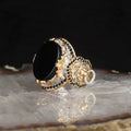 Hot New Men's Sterling Silver Ring 925 Ottoman Style Bi-Color Rhodium and Gold Plating Sale Turkey Model RCEGYT-515