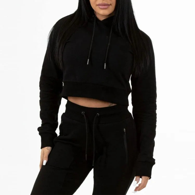 Custom Gym Wear Cotton Fleece High Neck Ladies Cropped Half Zip up Hoodies Sexy Yoga Sport Crop Top Sweatshirt for Women