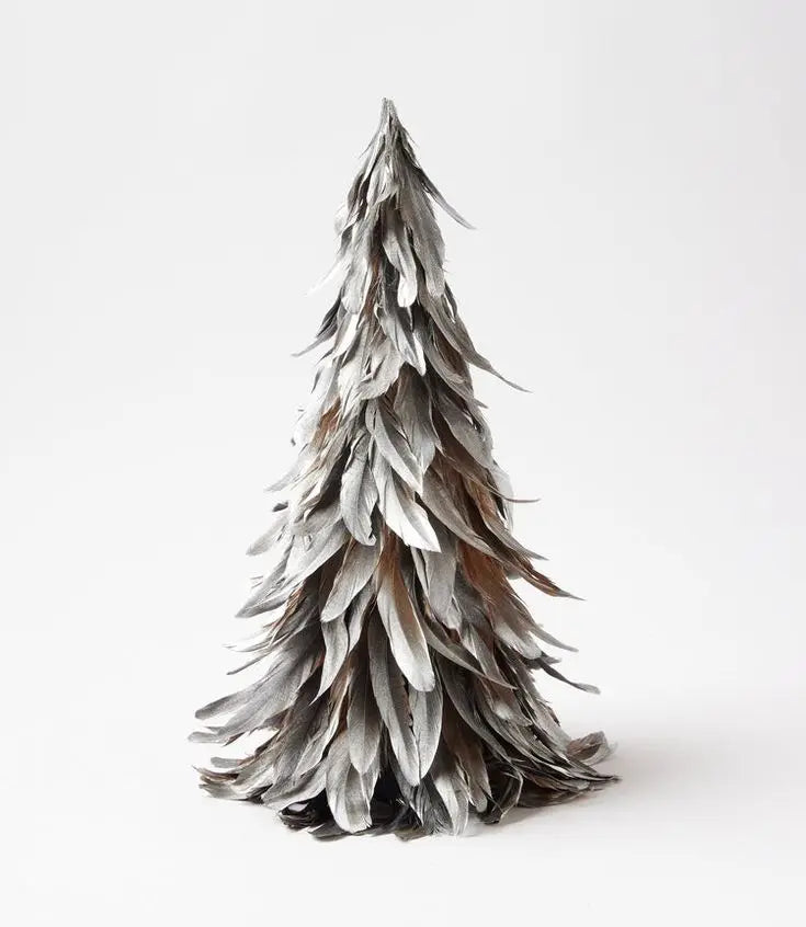 DIY Silver Feather Christmas Trees for Outdoor Interior Home Office Room Winter Holiday Party Decor Item Ornament Supply