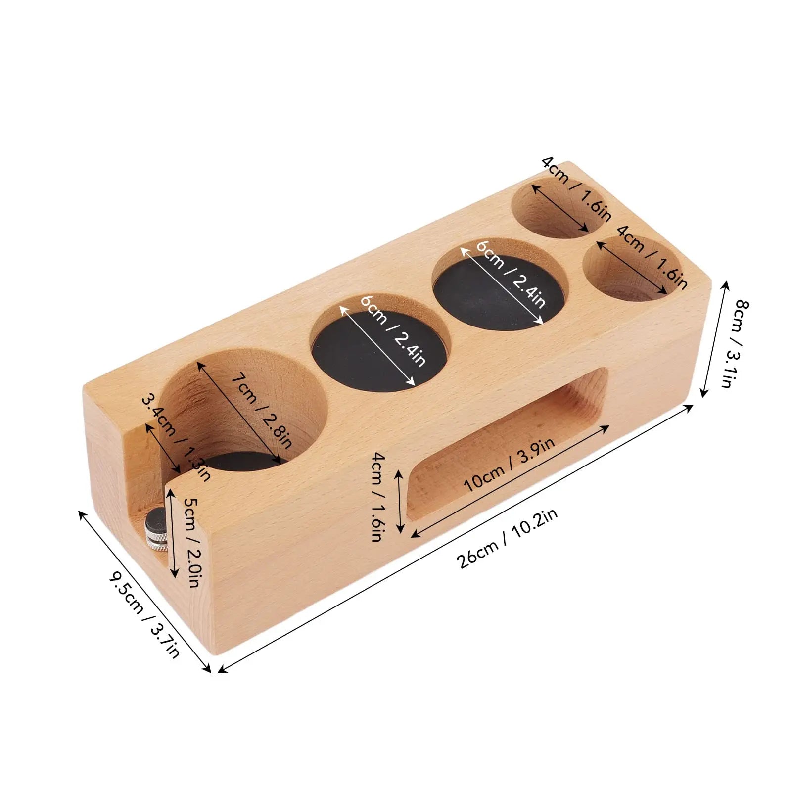 Wooden Coffee Tamper Holder Wooden Non Slip Coffee Tamping Espresso Station for Cafe HomeWood Coffee Tamper Station