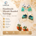 Handmade Lancui Tassel Cactus Women's Earrings Blue Sky Moon Sun Pastel Pink Miyuki Seed Beaded Dangle Earrings