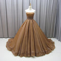 Jancember MZ0006 Boho Strapless Brown Empire Evening Party Gowns Dresses