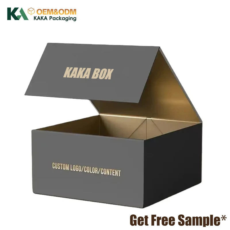 KAKA Custom Logo Luxury Rigid Paperboard Gift Boxes Magnetic Closure Handle Recyclable for Cosmetics Candle Packaging