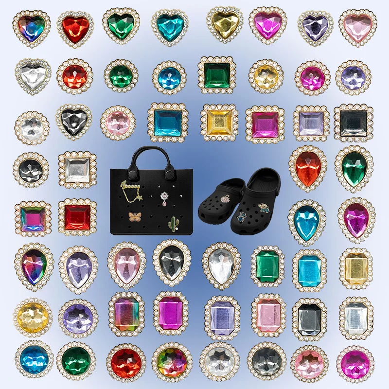 Customized Wholesale Luxury Diy Metal Buckle Bling Diamond Clog Sandal Shoes Decorations Girls Rhinestone Shoe Charms