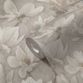 Germany-Made Non Woven Vinyl Floral Wallpaper Rolls Beige Cream White Modern Design Highly Wash-Resistant for Kitchen Bathroom