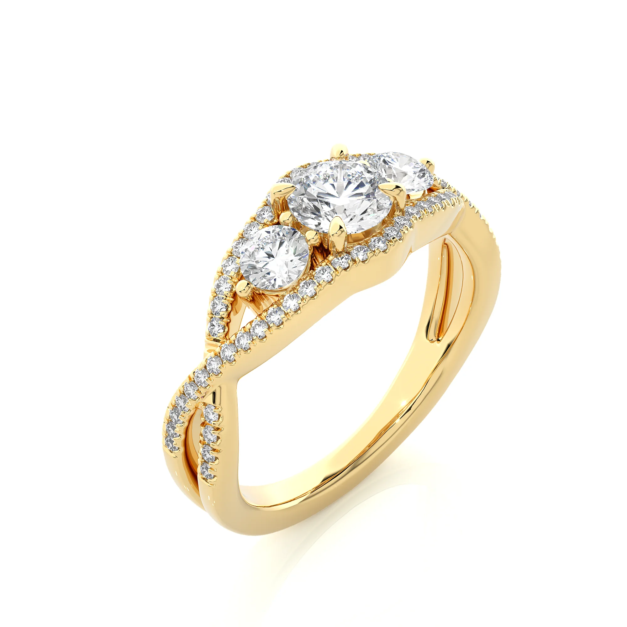 Luxury Diamond Rings 3pcs Set Wedding Engagement 925 Sterling Silver 14K Gold Plated IGI Certified Classic Woman Diamonds Ring