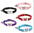 Velvet Breakaway Buckle Pet Cat Collars Collar Heart Buckle with Bell