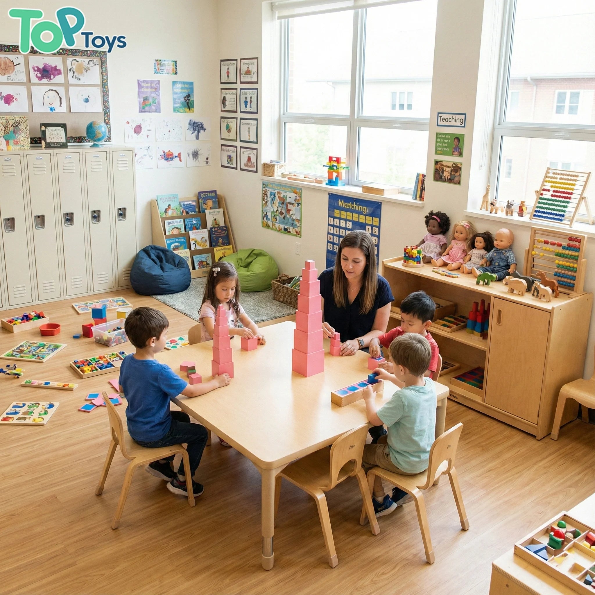Wooden Modern Eco-friendly Preschool Classroom Furniture Learning Tables Chairs for Kindergarten Daycare Center Bathroom Bedroom