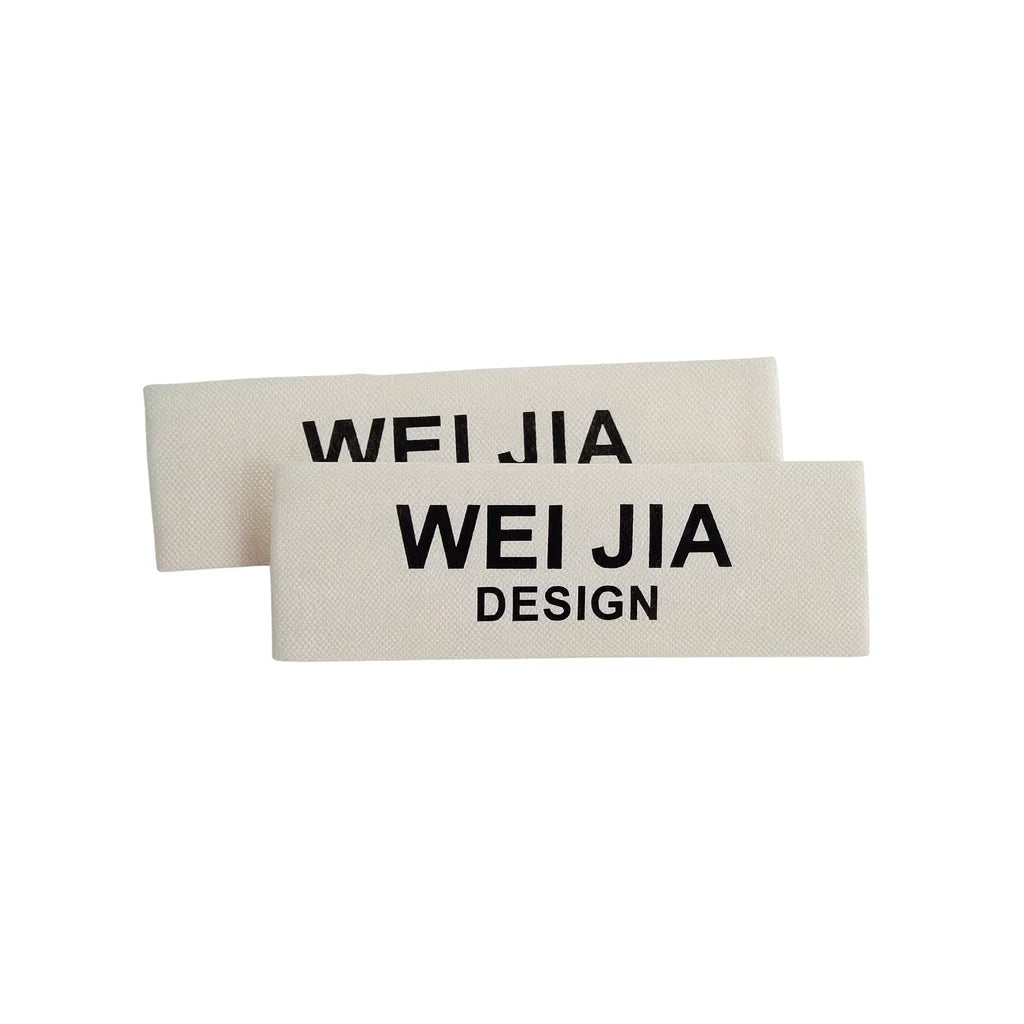 Eco-friendly Organic Cotton Fabric Tags Rectangle Woven Cotton Neck Clothing Labels with Silk Screen Printing for Shoes Use