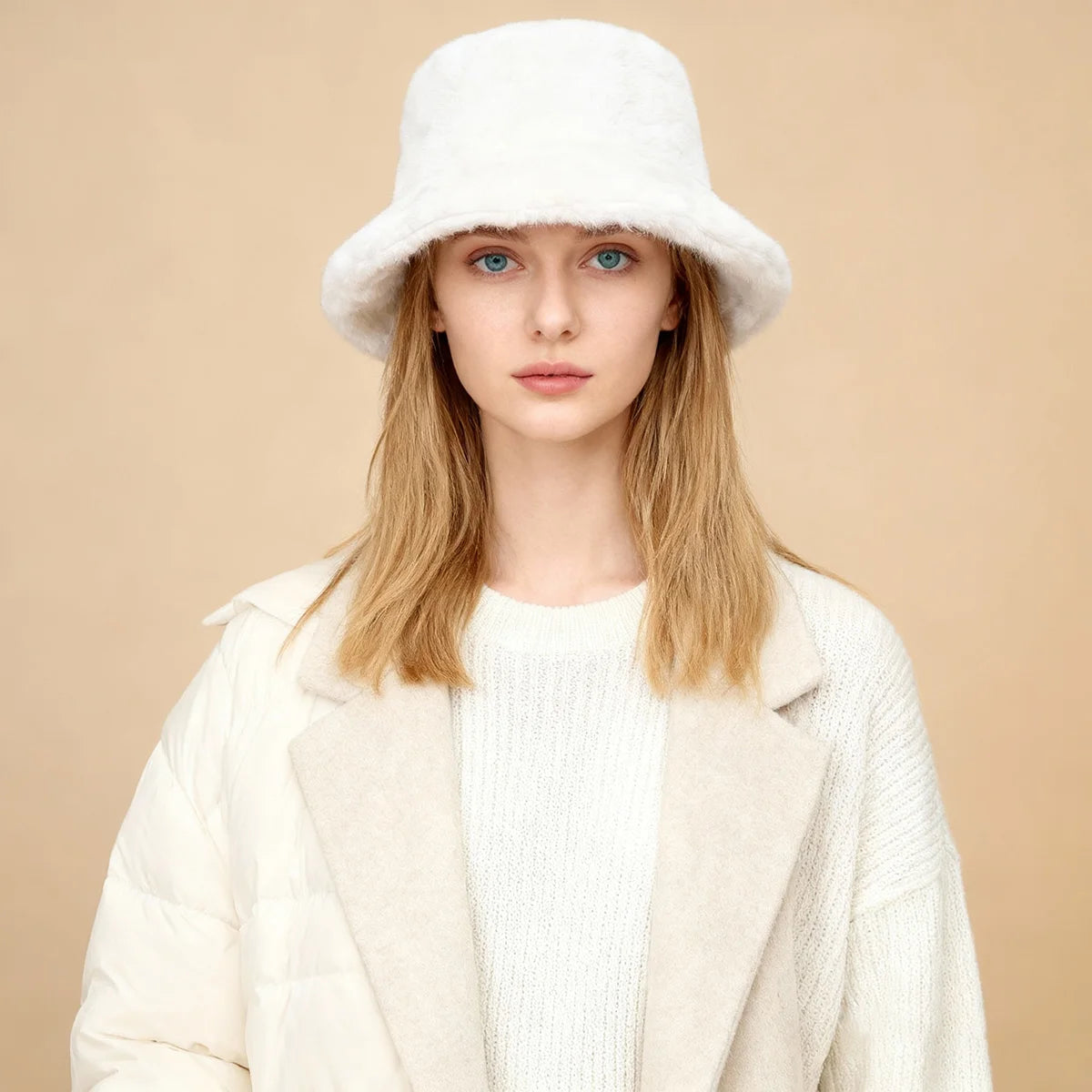 Thicken Cold Snowy Day Panama Cap Solid Windproof Headgear Plush Fisherman Hat Fluffy Fur Bucket Hat Warm Women's Winter Hat