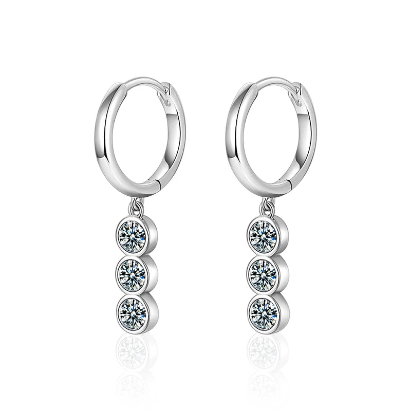 XEZ049 Hot Selling Vintage Moissanite Diamond Dangle Earrings Women's Ear Clip Hoop Jewelry