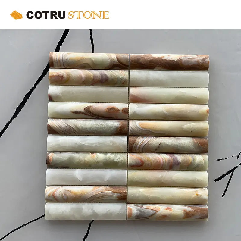 Hot Sales Custom Natural Stone Marble Regular Colorful Wall Fluted Mosaic Artwork With Design Patterns for Hotel Villa Bathroom