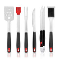 Multifunctional BBQ Spatula Tong Fork Brush Set Stainless Steel Grill Tools Set with Plastic Handle for Outdoor Camping