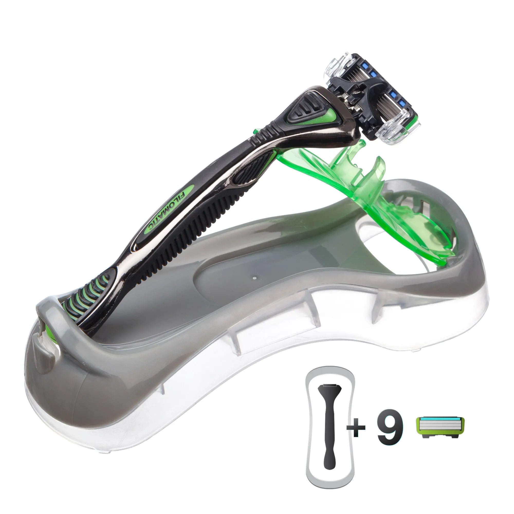 Filomatic "FILO6" razor with pack of 8 replacement heads in various colors