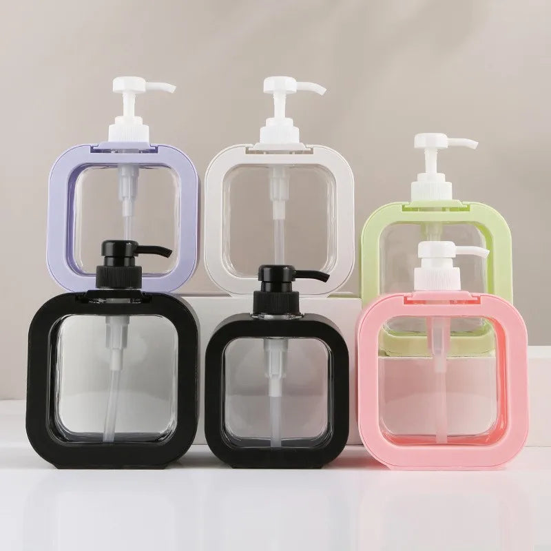 300ml 500ml Empty Customizable Refillable Square White PET Shampoo Bottle with Lotion Pump (PP) UV/Digital/Silk Screen Printing