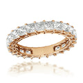 14K Gold Plated Natural Filled Princess Cut H Color Diamond Eternity/Anniversary Band Luxury 3ct IGI Certified Ring for Her