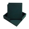 Custom Debossed logo PU Faux Leather coaster Set with Holder