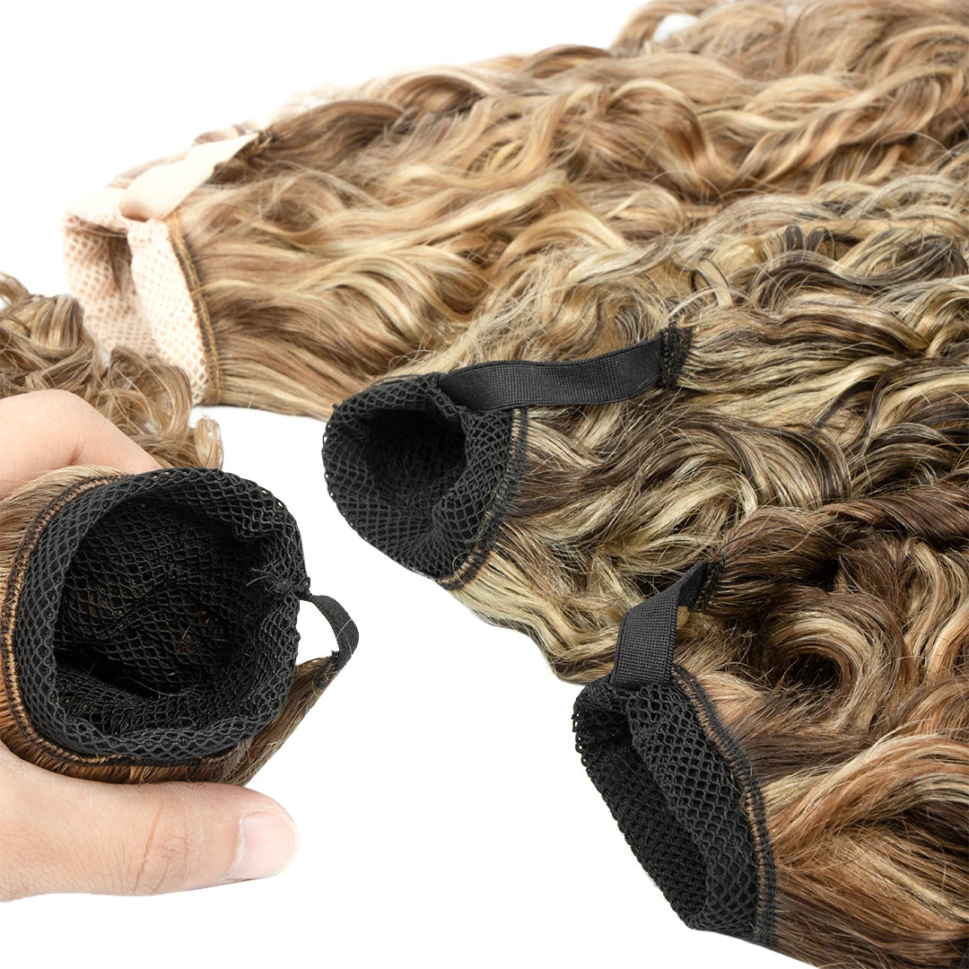 New Arrival Deep Water Curly Sock Ponytail Cuticle Aligend Virgin 100%Human Double Drawn Ponytail Hair Extension