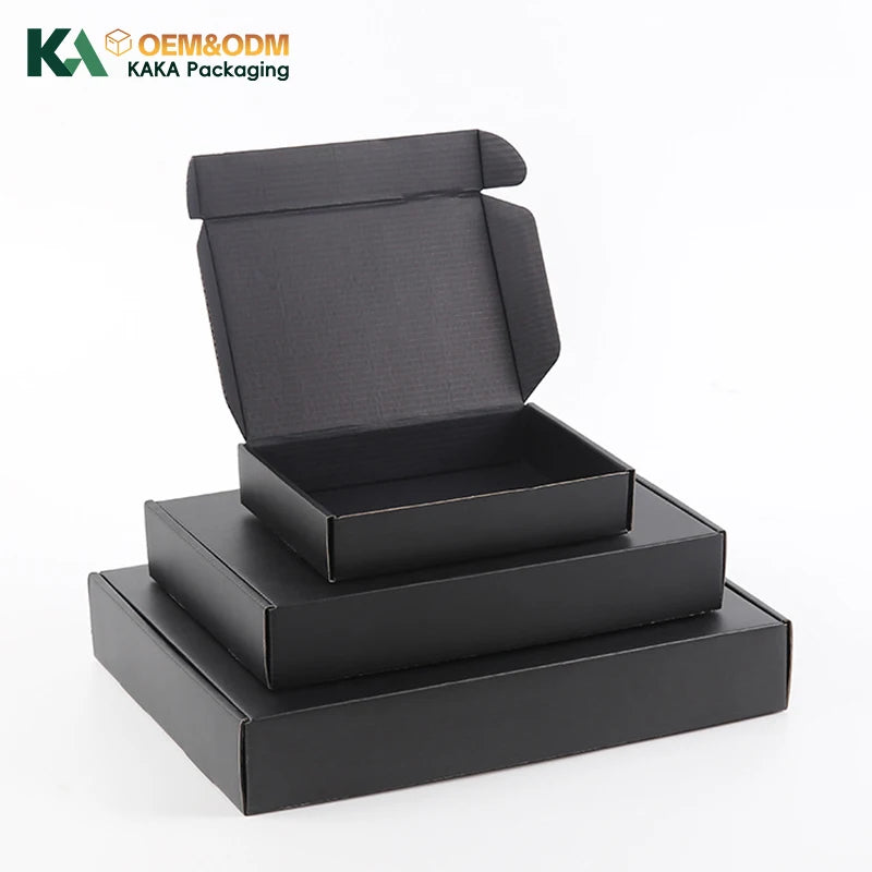 KAKA Triple Layer Corrugated Paper Thick Folding Box Black Express Cardboard Mailing Moving Packaging for Clothing