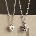 Edgy Sweetness Black Heart and Star Mini Necklace 925 Sterling Silver with Zircon the Perfect Everyday Quirk