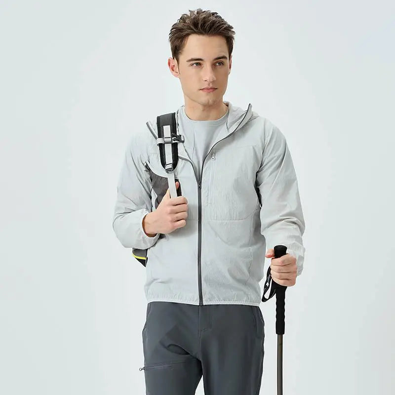 Men's 100% Nylon Running  Soft Shell Zipper Closure Windproof Training Track Outerwear Jacket for Summer