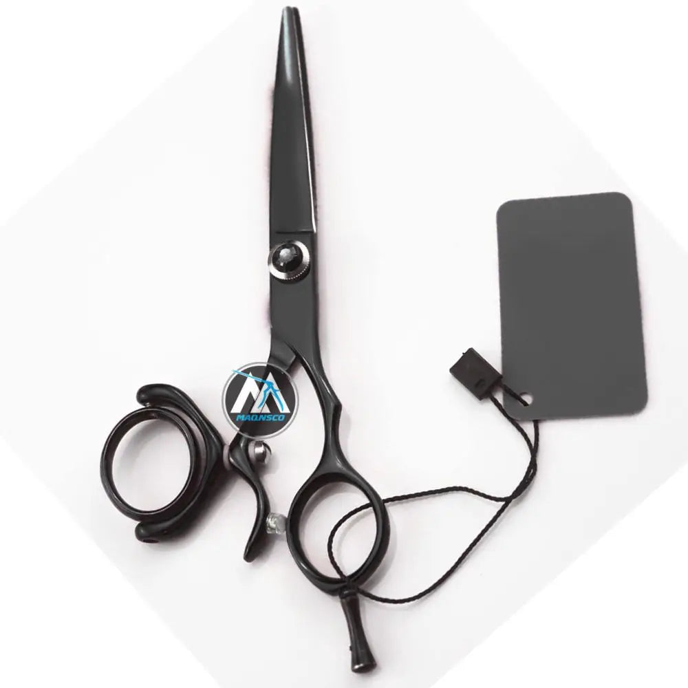 Hair Cutting Flat Scissors rotating handle Scissors Barber black  plating Flying shear