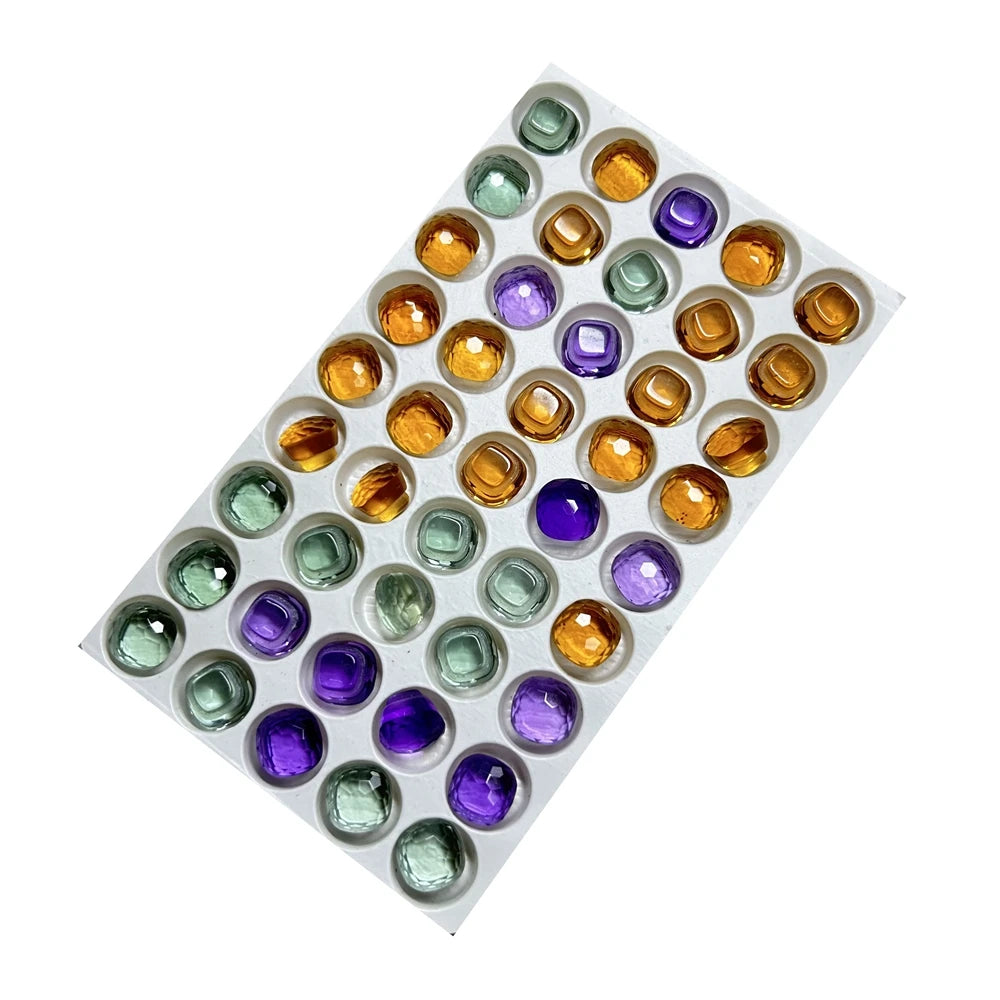 HQ GEMS New Design Hand Make Cushion 10X10mm Knob Mushroom Shape Hydrothermal Quartz Stone