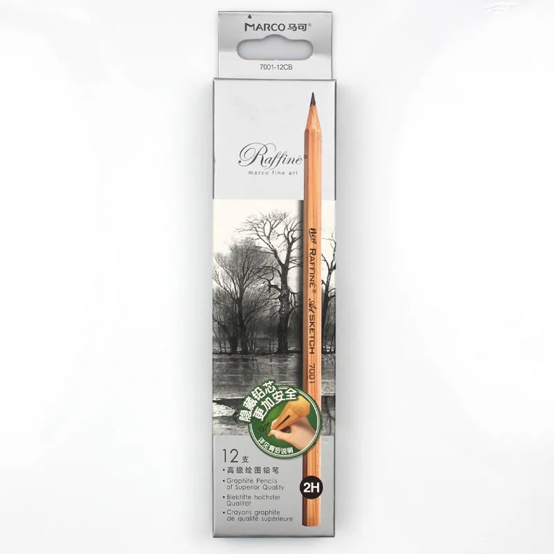 Marco 7001 12pcs/box Standard Professional Drawing Sketch Wooden Pencil 3H 2H H HB 2B 3B 4B 5B 6B 7B 8B 9B MegaBDM