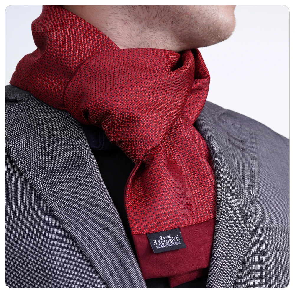 Exve Exclusive Elegant Double-Sided Jacquard Woven Scarf Red Black Square Pattern Hat & Glove Sets Product