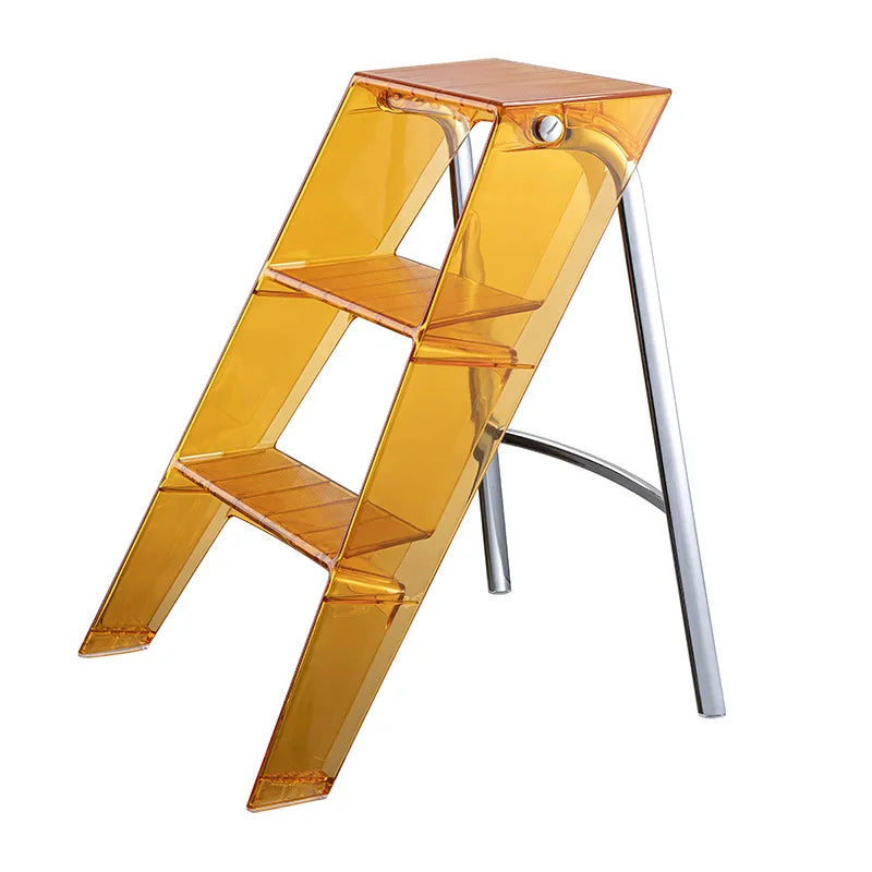 3-step Folding Ladder Acrylic Transparent Zigzag Ladder Household Foldable Ladder