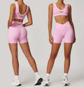 Custom Gym Fitness Sets High Quality Activewear Yoga Wear Suit Sport Bra V Waist Shorts 2pcs Set Workout Clothing Women Sets