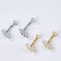 G23 Titanium Curved Barbell Belly Button Ring Internally Threaded Zircon Gold Plated Claw Setting Inlay for Weddings Engagements