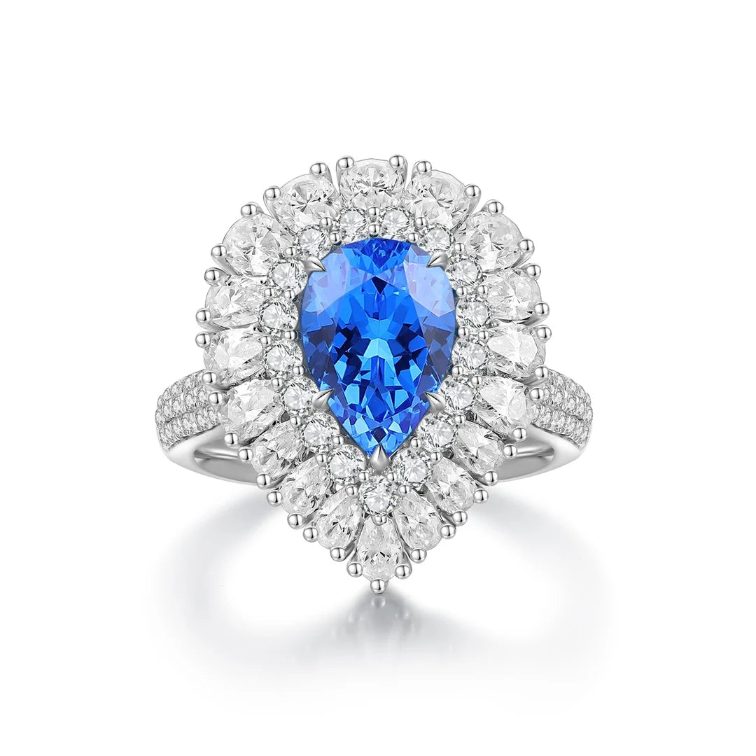 Certified 2.51Ct Lab Grown Cobalt Spinel Gemstone Ring Sterling Silver 925 Jewelry for Women Wedding Bands for Engagement Gift