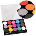 Professional 15-Color Makeup Face Paint Palette Set Washable Water-Based Body Paint Kit with 2 Brushes for Festivals