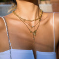 J&D Sweet 18K Gold Plated Stainless Steel Paperclip Heart-Shaped Butterfly Pendant Necklace