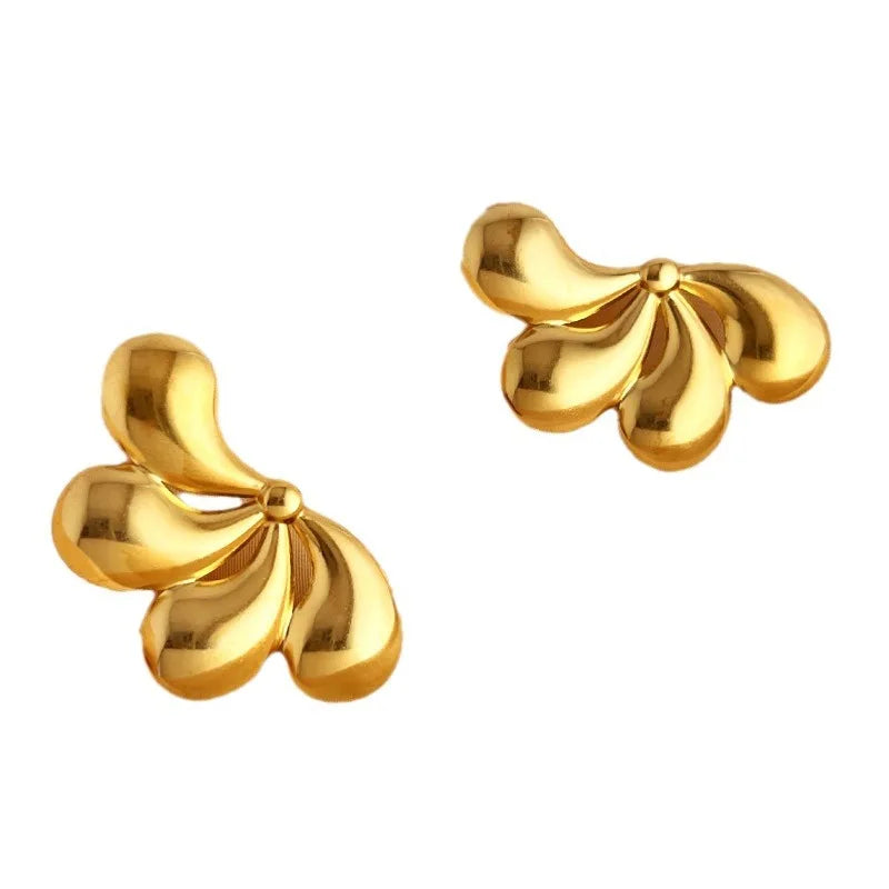 Fenyi Wholesale Jewelry European and American Elegant Temperament Retro Personality Water Drop Petal Stainless Steel Earrings